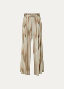 Liu Jo Dames High waist wide fit palazzobroek met streepprint en steekzakken in de kleur Lindegroen