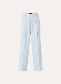 Liu Jo Dames High waist straight fit pantalon met streepprint en lurex in de kleur Lichtblauw