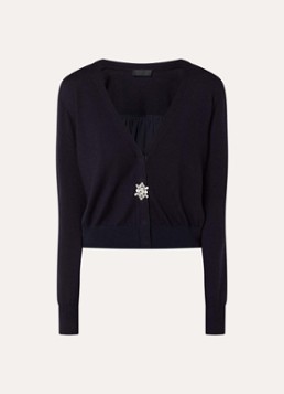 Liu Jo Dames Fijngebreid vest van wol met strass in de kleur Donkerblauw