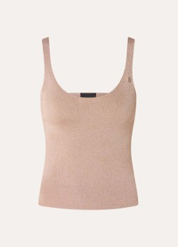 Liu Jo Dames Fijngebreide tanktop met lurex in de kleur Donkerbeige