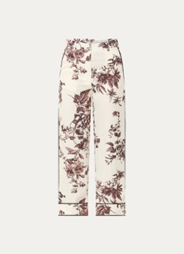 Liu Jo Dames High waist straight fit pantalon met bloemenprint in de kleur Gebroken wit