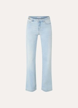 Liu Jo Dames High waist straight leg jeans met gekleurde wassing en ceintuur in de kleur Lichtblauw