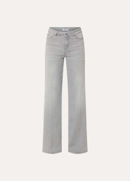 Liu Jo Dames High waist straight leg jeans met gekleurde wassing en ceintuur in de kleur Lichtgrijs