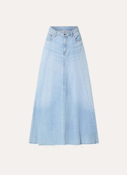 Liu Jo Dames Maxi spijkerrok met steekzakken en gerafelde zoom in de kleur Indigo