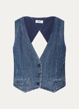 Liu Jo Dames Gilet van denim met strass in de kleur Indigo