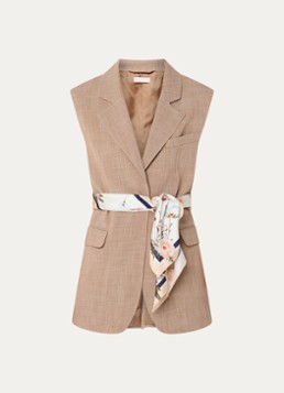 Liu Jo Dames Oversized gilet met strikceintuur en klepzakken in de kleur Lichtbruin