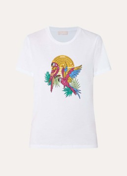Liu Jo Dames T-shirt met print en imitatieparels in de kleur Roze