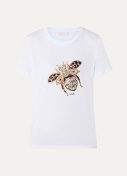 Liu Jo Dames T-shirt met print en imitatieparels in de kleur Geel