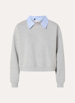 Liu Jo Dames Sweater met afneembare kraag en strass in de kleur Grijsmele