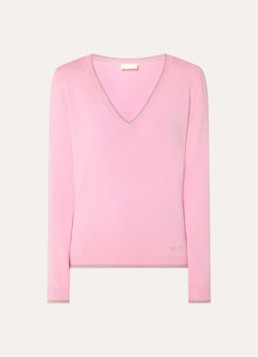 Liu Jo Dames Fijngebreide pullover met strass in de kleur Roze