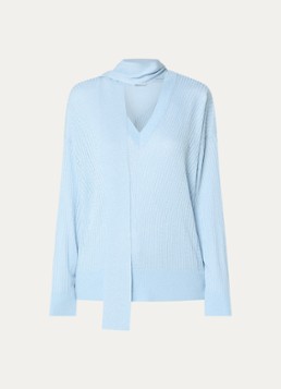 Liu Jo Dames Ribgebreide pullover met sjaalkraag en lurex in de kleur Koper