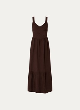 Liu Jo Dames Maxi jurk met V-hals in de kleur Donkerbruin