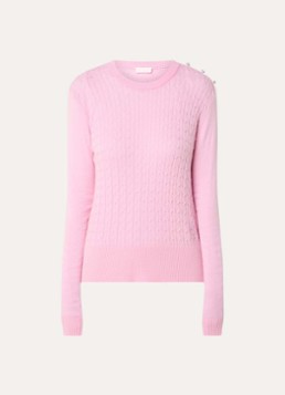 Liu Jo Dames Kabelgebreide pullover in wolblend in de kleur Lichtroze