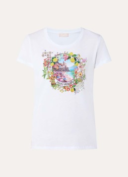 Liu Jo Dames T-shirt met print en strass in de kleur Groen