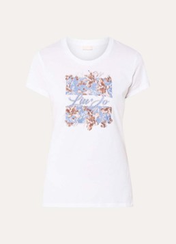 Liu Jo Dames T-shirt met logoprint en strass in de kleur Blauw