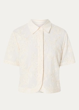 Liu Jo Dames Blouse met bloemborduring in de kleur Creme