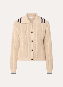 Liu Jo Dames Kabelgebreid vest met V-hals in de kleur Camel