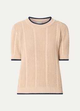 Liu Jo Dames Grofgebreide top met sierknopen in de kleur Camel