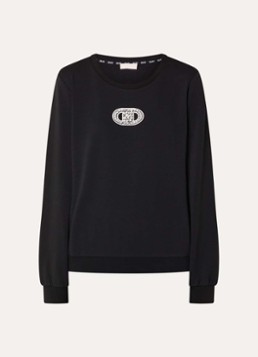 Liu Jo Dames Sweater met logo en strass in de kleur Zwart