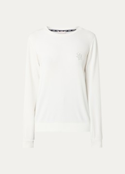 Liu Jo Dames Sweater met logo en strass in de kleur Wit