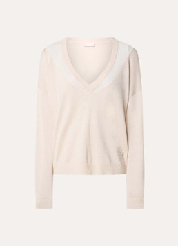 Liu Jo Dames Pullover met lurex en details van mesh in de kleur Creme