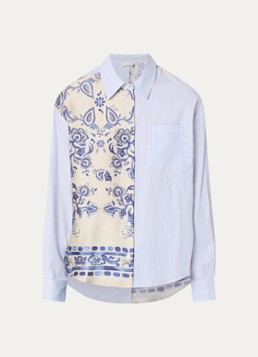 Liu Jo Dames Blouse met print en borstzak in de kleur Blauwgrijs