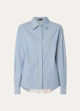 Liu Jo Dames Blouse met details van kant en rugdecolleté in de kleur Staalblauw