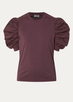 Liu Jo Dames T-shirt met pofmouw in de kleur Aubergine