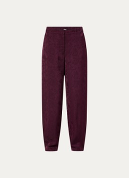 Liu Jo Dames High waist loose fit broek van satijn met print in de kleur Aubergine