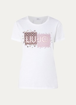 Liu Jo Dames T-shirt met logoprint in de kleur Bruin