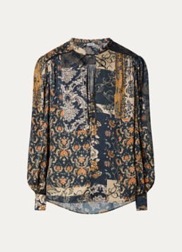 Liu Jo Dames Blouse met print en ballonmouw in de kleur Donkerblauw