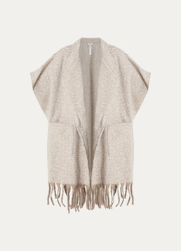 Liu Jo Dames Fijngebreide poncho met gemêleerd dessin in de kleur Bruin