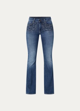Liu Jo Dames Low waist flared jeans met medium wassing in de kleur Indigo