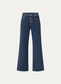 Liu Jo Dames High waist flared jeans met strass en steekzakken in de kleur Indigo