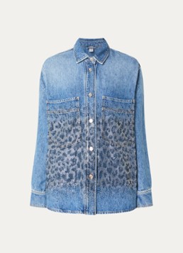 Liu Jo Dames Blouse van denim met strass in de kleur Indigo