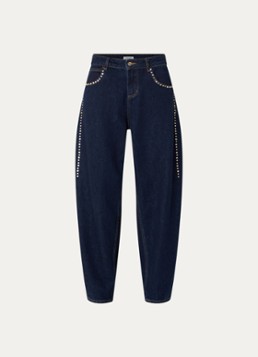 Liu Jo Dames High waist balloon fit jeans met donkere wassing in de kleur Indigo