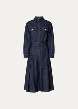 Liu Jo Dames Abito midi denim tuniekjurk met plooidetail in de kleur Indigo
