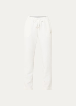 Liu Jo Dames Mid waist tapered fit cropped joggingbroek met logo in de kleur Wit