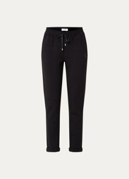 Liu Jo Dames Mid waist tapered fit cropped joggingbroek met logo in de kleur Zwart