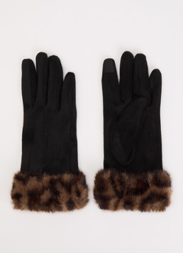 Liu Jo Dames Handschoenen met details van imitatiebont in de kleur Zwart