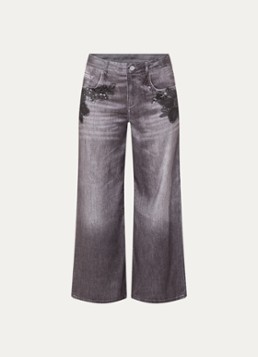 Liu Jo Dames High waist loose fit broek met print in de kleur Donkergrijs