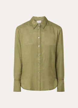 Fabienne Chapot Dames Stella blouse met kraag in de kleur Olijfgroen