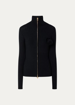 Fabienne Chapot Dames Ribgebreid vest met opstaande kraag in de kleur Zwart
