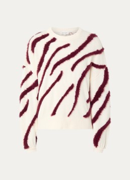 Fabienne Chapot Dames Fijngebreide trui met zebraprint in de kleur Wit