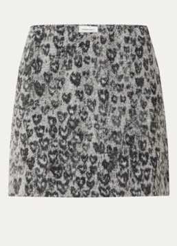 Fabienne Chapot Dames Kendal minirok in wolblend met panterprint in de kleur Grijs