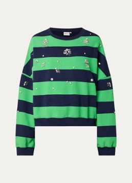Fabienne Chapot Dames Ronny sweater met streepprint en strass in de kleur Groen