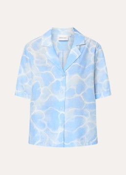 Fabienne Chapot Dames Brock blouse in linnenblend met print in de kleur Lichtblauw