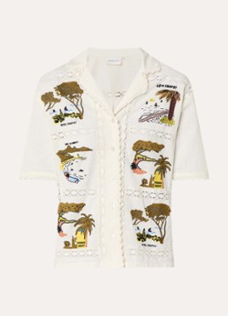 Fabienne Chapot Dames Norma blouse met details van kant en borduring in de kleur Gebroken wit
