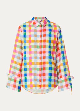 Fabienne Chapot Dames Alicia blouse in linnenblend met ruitdessin in de kleur Roze