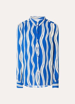 Fabienne Chapot Dames Coco blouse met streepprint in de kleur Kobaltblauw